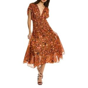 A.L.C. Lucia smocked waist midi dress size 2